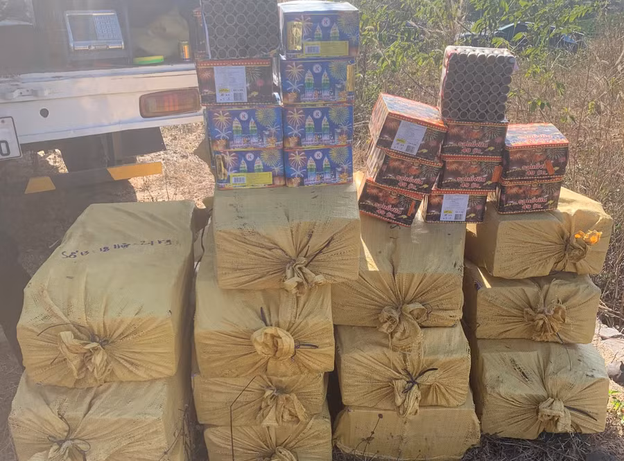 Số lượng pháo nổ mà Hợi và Giang tàng trữ, mua bán lớn nhất từ trước tới nay tại Đắk Nông. (Ảnh: MQ)