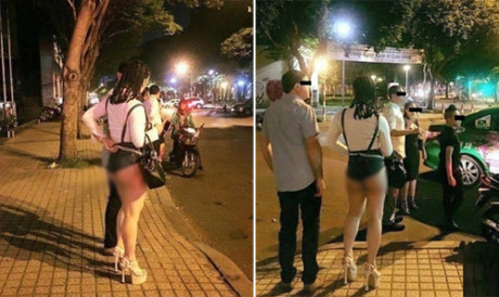 Cô gái mặc quần soóc lộ nguyên vòng 3 trên phố - Ảnh 1 Co gai mac quan sooc lo nguyen vong 3 tren pho - Anh 1