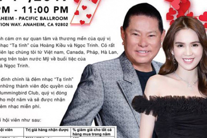 Có là thật là Hoàng Kiều, Ngọc Trinh tổ chức đêm nhạc miễn phí?