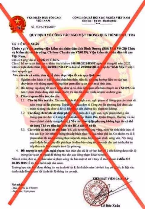 Một giấy tờ giả do đối tượng lạ mặt cung cấp cho nạn nhân trước khi bà P. chuyển tiền