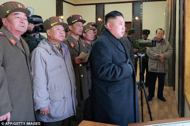 Rhetoric: Kim has issued a series of chilling threats since the imposition of fresh UN sanctions Read more: http://www.dailymail.co.uk/news/article-2293200/North-Korea-uses-live-artillery-drills-near-border-Kim-Jong-Un-continues-threats.html#ixzz2NWb1XKiw Follow us: @MailOnline on Twitter | DailyMail on Facebook