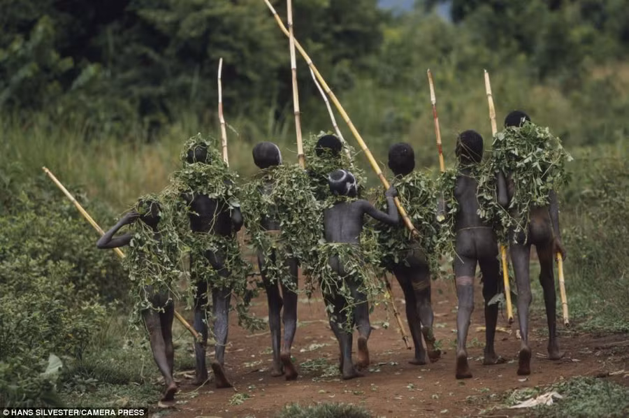 Sharp shooter: A young boy plays with a wooden gun. Although the tribes’ rustic lifestyles are far removed from modern towns and cities influences have crept in Read more: http://www.dailymail.co.uk/news/article-2294456/Painted-faces-scarred-bodies-wooden-guns-extravagant-headdresses-Amazing-photographs-reveal-lost-world-Omo-tribes-Ethiopia.html#ixzz2Nn74RpeC Follow us: @MailOnline on Twitter | DailyMail on Facebook