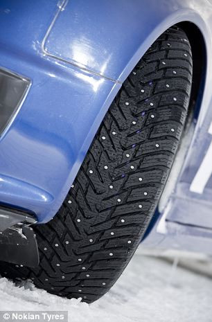 Useful up north: The company says this helps drivers to get ’stable and predictable handling’ at ’extreme speeds on uneven ice as well as during regular overtaking on winter roads’ Read more: http://www.dailymail.co.uk/sciencetech/article-2293987/Surely-skates-wouldve-better-New-world-record-set-fastest-car-ice-using-innovative-studded-tyres.html#ixzz2Nh731g6M Follow us: @MailOnline on Twitter | DailyMail on Facebook