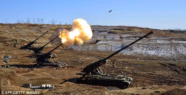 Reaction: The drills are partly a response to military exercises being held by the U.S. and South Korea Read more: http://www.dailymail.co.uk/news/article-2293200/North-Korea-uses-live-artillery-drills-near-border-Kim-Jong-Un-continues-threats.html#ixzz2NWbbGYMD Follow us: @MailOnline on Twitter | DailyMail on Facebook