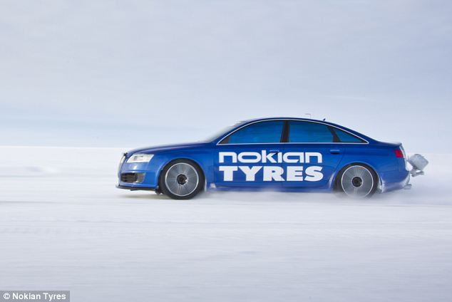 A new world record has been set for the fastest car on ice, with Finnish test driver Janne Latinen reaching over 208mph in an Audi RS6 fitted with a new kind of street-legal studded tyres Read more: http://www.dailymail.co.uk/sciencetech/article-2293987/Surely-skates-wouldve-better-New-world-record-set-fastest-car-ice-using-innovative-studded-tyres.html#ixzz2Nh5maL1J Follow us: @MailOnline on Twitter | DailyMail on Facebook