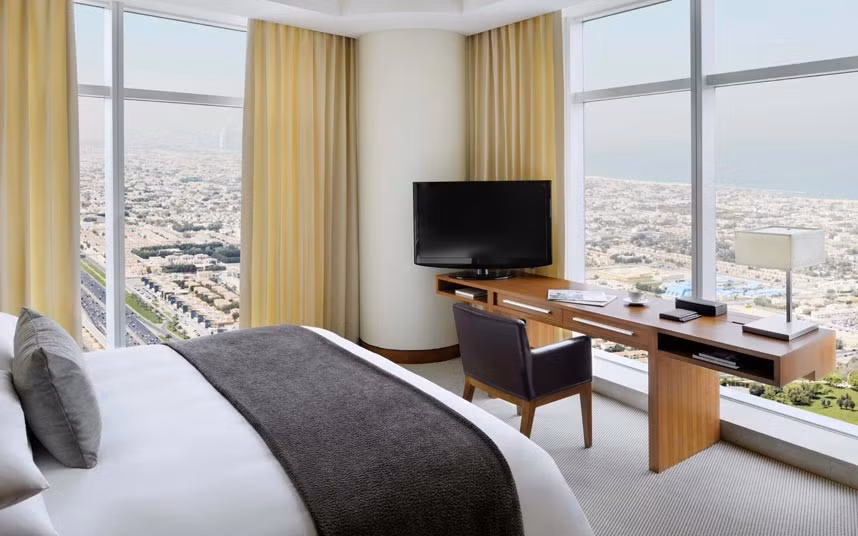 The total height is a whopping 1,164 feet (355 m), and with several hundred suites and rooms, this may have the most rooms with a view anywhere.