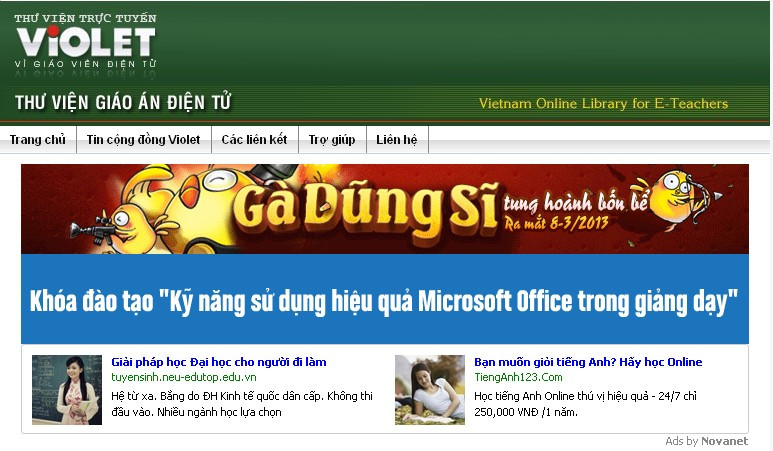 Giao diện của mạng xã hội giáo dục Violet Giao diện của mạng xã hội giáo dục Violet