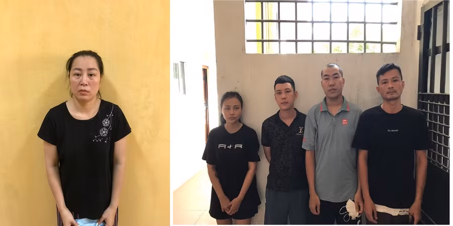 Phạm Thu Diệu (ảnh trái) cùng các đồng phạm trong vụ án.