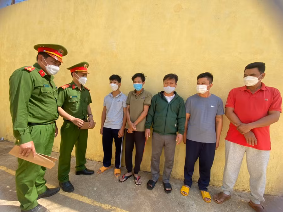 Các đối tượng tại Công an huyện Tuy Đức.