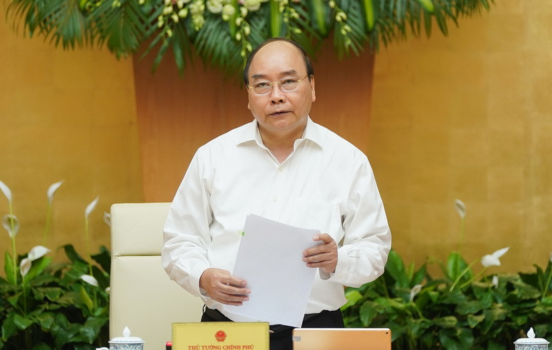 Thủ tướng Nguyễn Xuân Phúc phát biểu tại Phiên họp Chính phủ thường kỳ. Ảnh: Chinhphu.vn