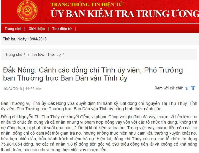 Kỷ luật cán bộ chủ chốt một số địa phương