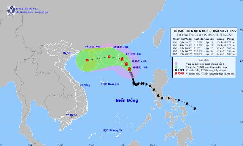 Hình ảnh về cơn bão số 7.