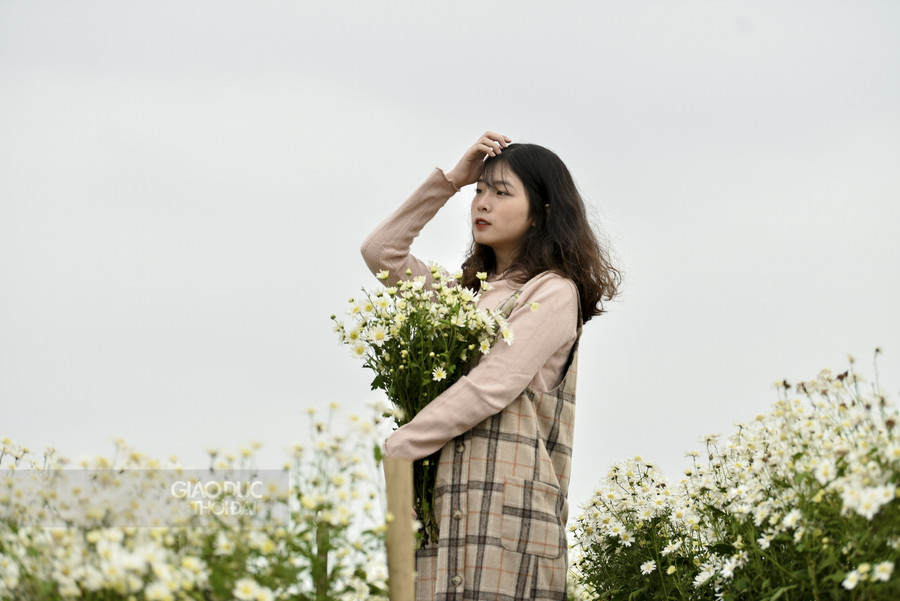 Những bông cúc hoạ mi nhẹ nhàng lại càng tôn thêm nét dịu dàng của những cô gái.