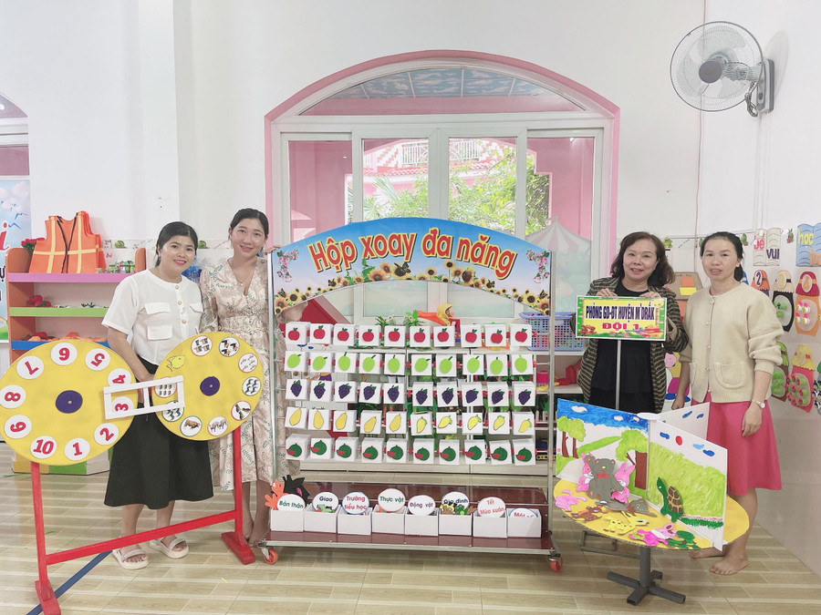 Sản phẩm đồ chơi tự tạo cho trẻ mầm non của các cô giáo đến từ huyện M'Drắk. Sản phẩm đồ chơi tự tạo cho trẻ mầm non của các cô giáo đến từ huyện M'Drắk.