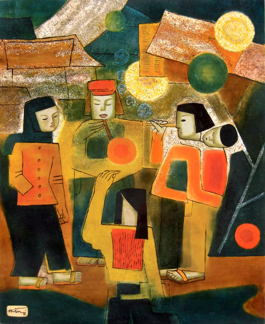 Thổi bóng xà phòng - Chất liệu Sơn mài - 100x122cm.jpg