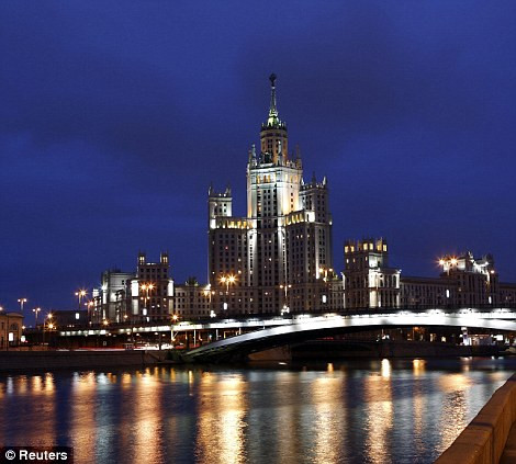 A view shows a Soviet era skyscraper on Kotelnicheskaya Embankment near the Moskva River in Moscow Read more: http://www.dailymail.co.uk/news/article-2123195/Earth-Hour-2012-Iconic-buildings-world-turn-lights-highlight-climate-change.html#ixzz1qkivzECd