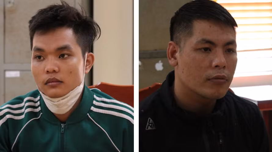 Hai đối tượng gây án tại cơ quan chức năng.