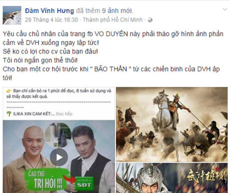 Đàm Vĩnh Hưng bức xúc vì bị lấy ảnh quảng cáo thuốc trị hói - Ảnh 1 Dam Vinh Hung buc xuc vi bi lay anh quang cao thuoc tri hoi - Anh 1