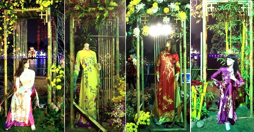 Không gian nghệ thuật của tiểu cảnh "Tứ quý áo dài" . Ảnh, gdtd.vn