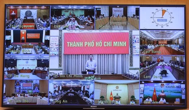 Các địa phương tham dự qua hình thức trực tuyến - Ảnh: VGP/Nhật Bắc.