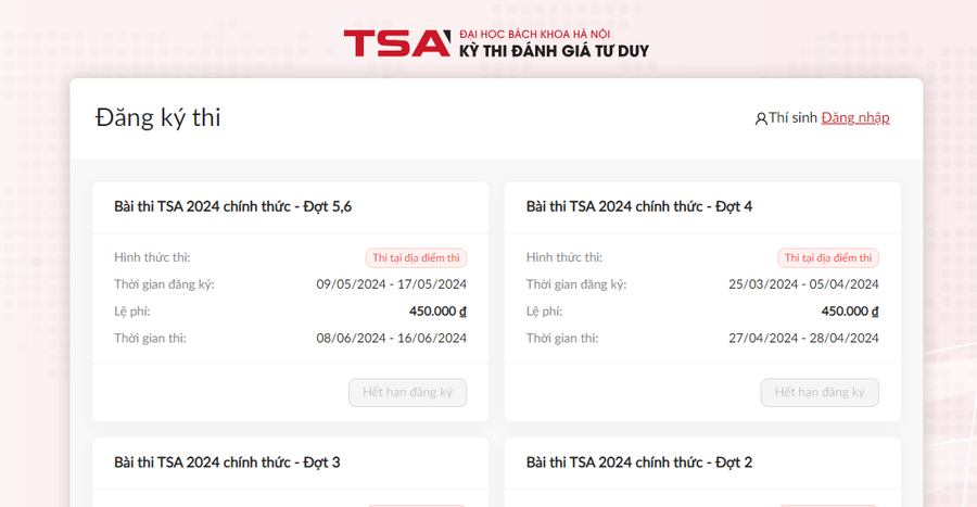 Thí sinh có thể tra cứu các kết quả và chứng chỉ TSA của mình trên tài khoản của thí sinh tại địa chỉ https://tsa.hust.edu.vn/