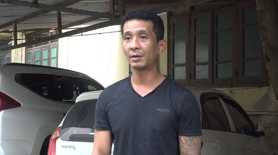 Vũ Đình Đức tại cơ quan công an.