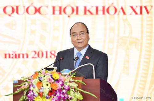 Thủ tướng Chính phủ Nguyễn Xuân Phúc phát biểu tại buổi tiếp xúc cử tri. Ảnh: VGP Thủ tướng Chính phủ Nguyễn Xuân Phúc phát biểu tại buổi tiếp xúc cử tri. Ảnh: VGP