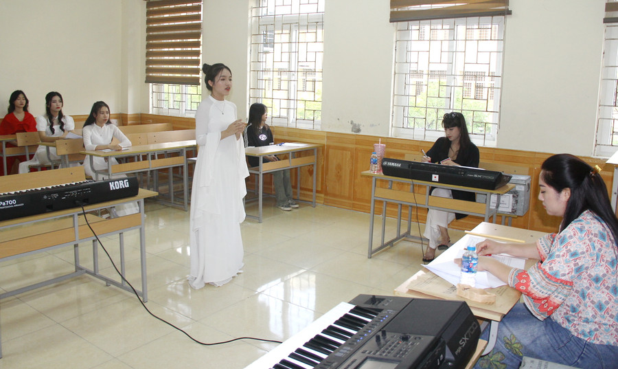 Phần thi Thẩm âm của thí sinh ngành Sư phạm Âm nhạc.