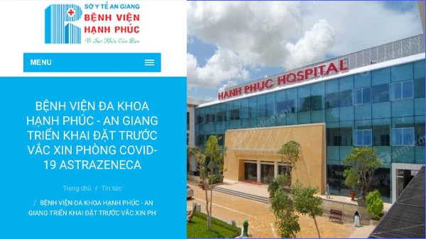 Thông báo tiêm vắc xin Covid-19 dịch vụ của Bệnh viện Đa khoa Hạnh Phúc trước đó.