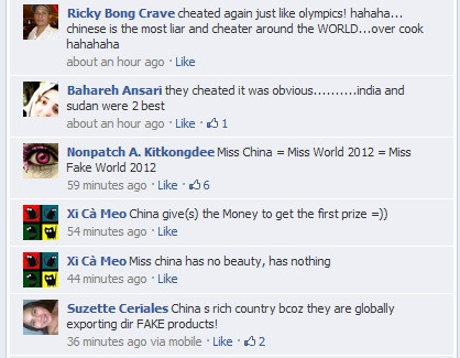 Những ý kiến bất bình với kết quả cuộc thi hoa hậu thế giới 2012