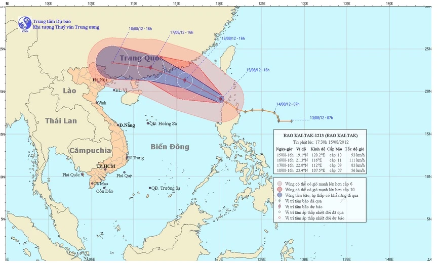 Từ ngày mai bão Kai-Tak gây mưa rào ở Bắc Bộ