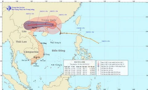 Bão số 4 đã đi vào Trung Quốc