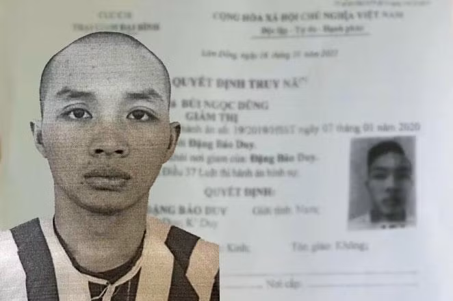 Lệnh truy nã toàn quốc đối phạm nhân Đặng Bảo Duy.