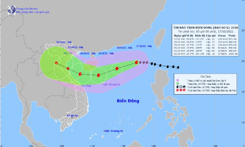 Hình ảnh về cơn bão số 6.