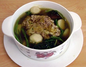 Canh cua khoai sọ rau rút