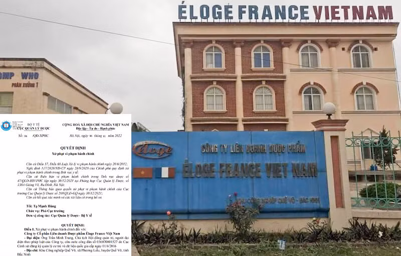 Quyết định xử phạt Công ty Cổ phần Liên doanh Dược phẩm Éloge France Việt Nam.