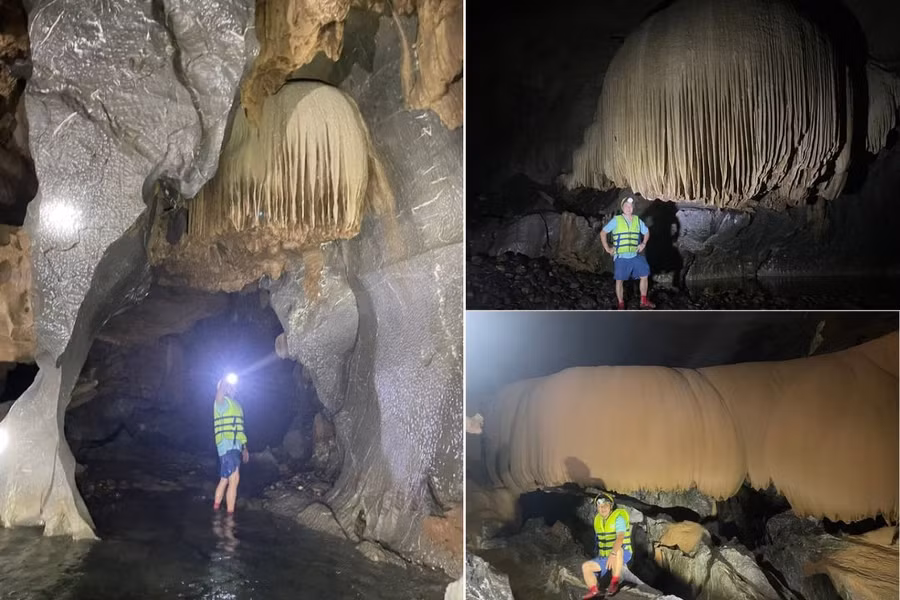 Trong hang Lũ có nhiều thạch nhũ đẹp.