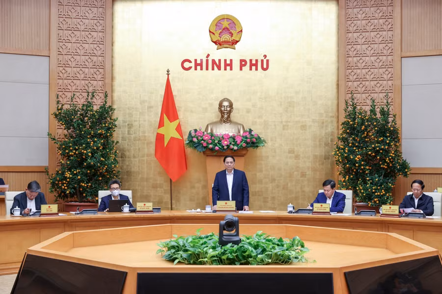 Thủ tướng Chính phủ Phạm Minh Chính phát biểu kết luận phiên họp. Ảnh: VGP/Nhật Bắc