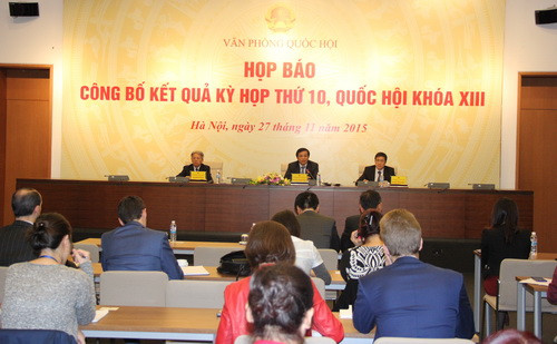 Buổi họp báo đã công bố kết quả kỳ họp thứ 10, Quốc hội khóa XIII