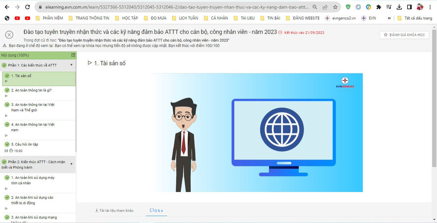 Một khóa học trên hệ thống E-Learning. Một khóa học trên hệ thống E-Learning.