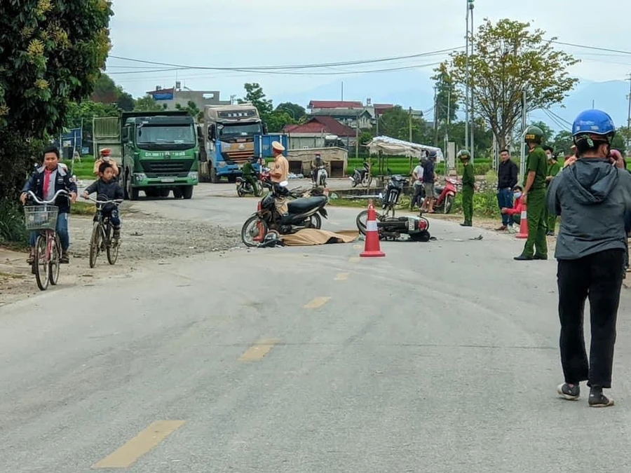 Hiện trường vụ tai nạn giao thông.