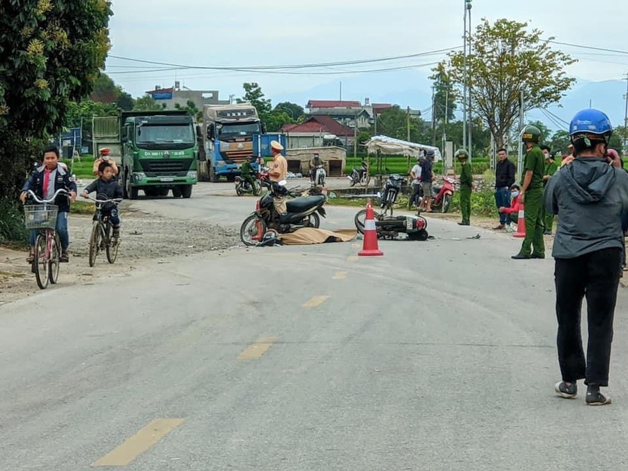 Hiện trường vụ tai nạn giao thông.