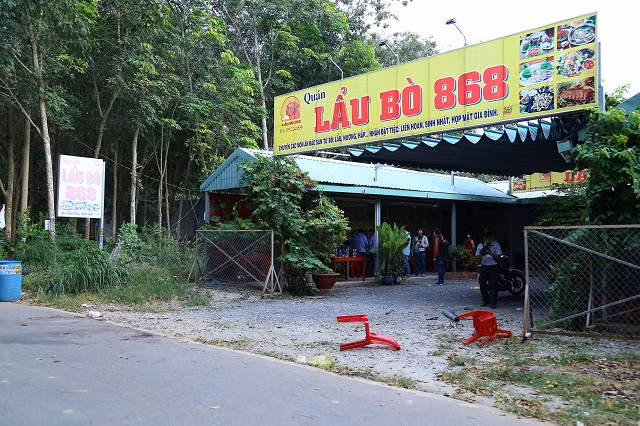 Quán nhậu nơi xảy ra vụ án mạng. Ảnh: Công an Bình Dương.