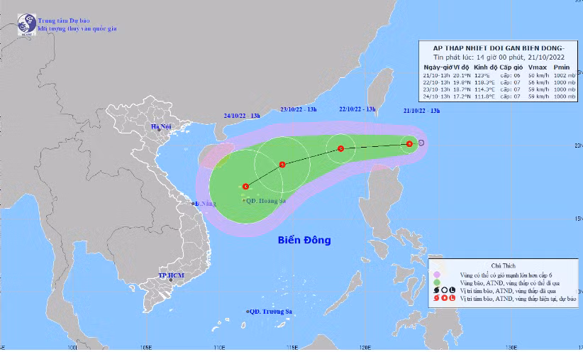 Hình ảnh về áp thấp nhiệt đới gần biển Đông.