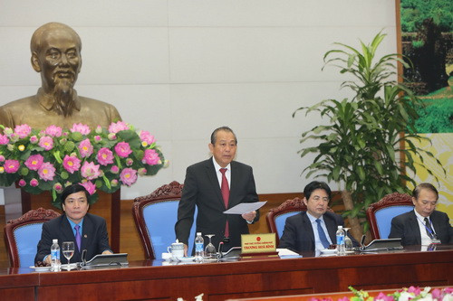 Phó Thủ tướng Thường trực Chính phủ Trương Hòa Bình phát biểu tại cuộc gặp mặt. Ảnh: VGP Phó Thủ tướng Thường trực Chính phủ Trương Hòa Bình phát biểu tại cuộc gặp mặt. Ảnh: VGP