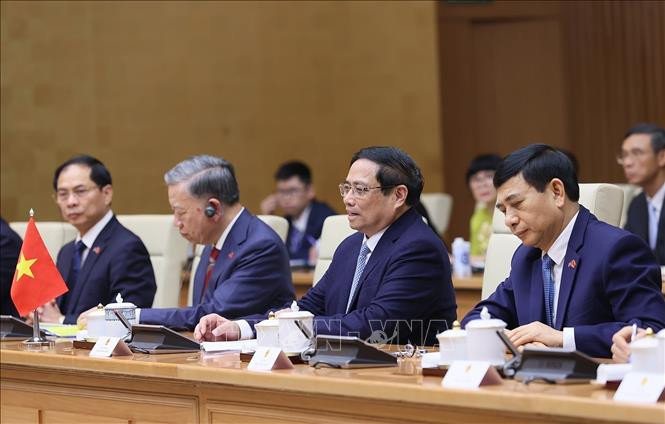 Thủ tướng Phạm Minh Chính phát biểu tại cuộc hội đàm. Ảnh: Dương Giang/TTXVN Thủ tướng Phạm Minh Chính phát biểu tại cuộc hội đàm. Ảnh: Dương Giang/TTXVN