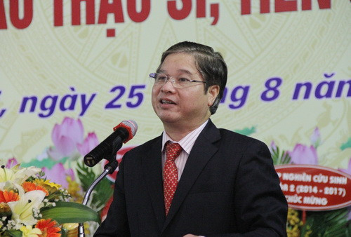 GS.TS Phạm Quang Trung - Giám đốc Học viện Quản lý Giáo dục phát biểu tại Lễ khai giảng