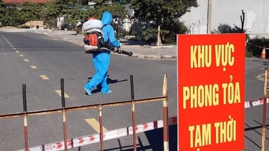 Khu vực phong toả tại Cẩm Giàng, Hải Dương. Ảnh: VOV