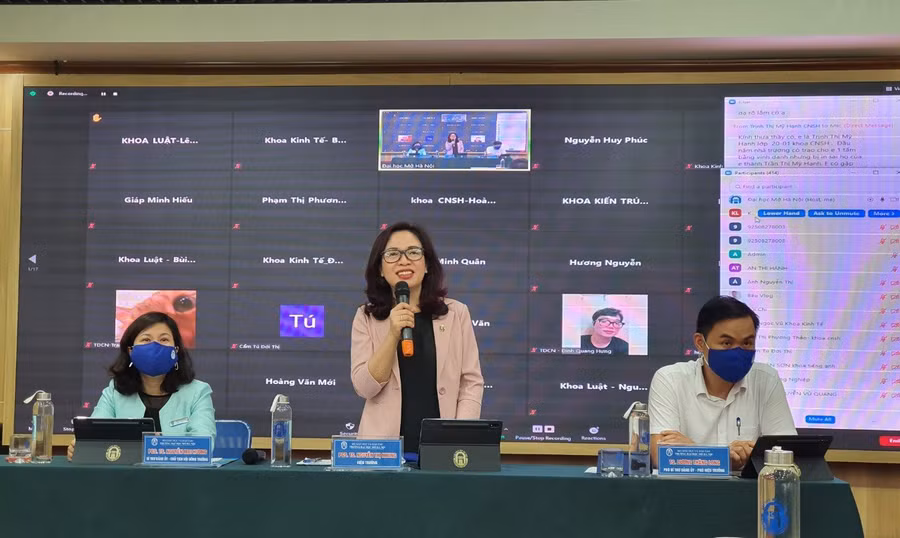 Lãnh đạo Trường ĐH Mở Hà Nội đối thoại với gần 500 học viên, sinh viên của trường.