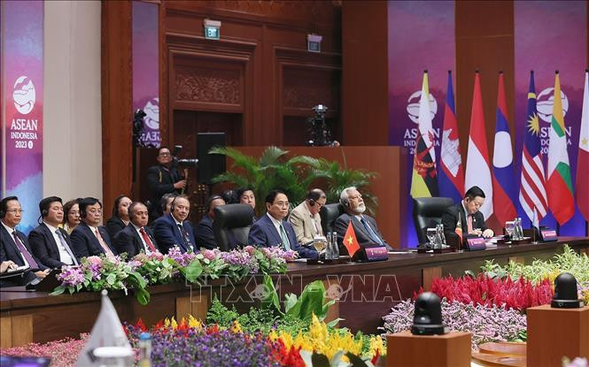 Thủ tướng Phạm Minh Chính dự Hội nghị Cấp cao ASEAN - Hàn Quốc lần thứ 24. Ảnh: Dương Giang/TTXVN